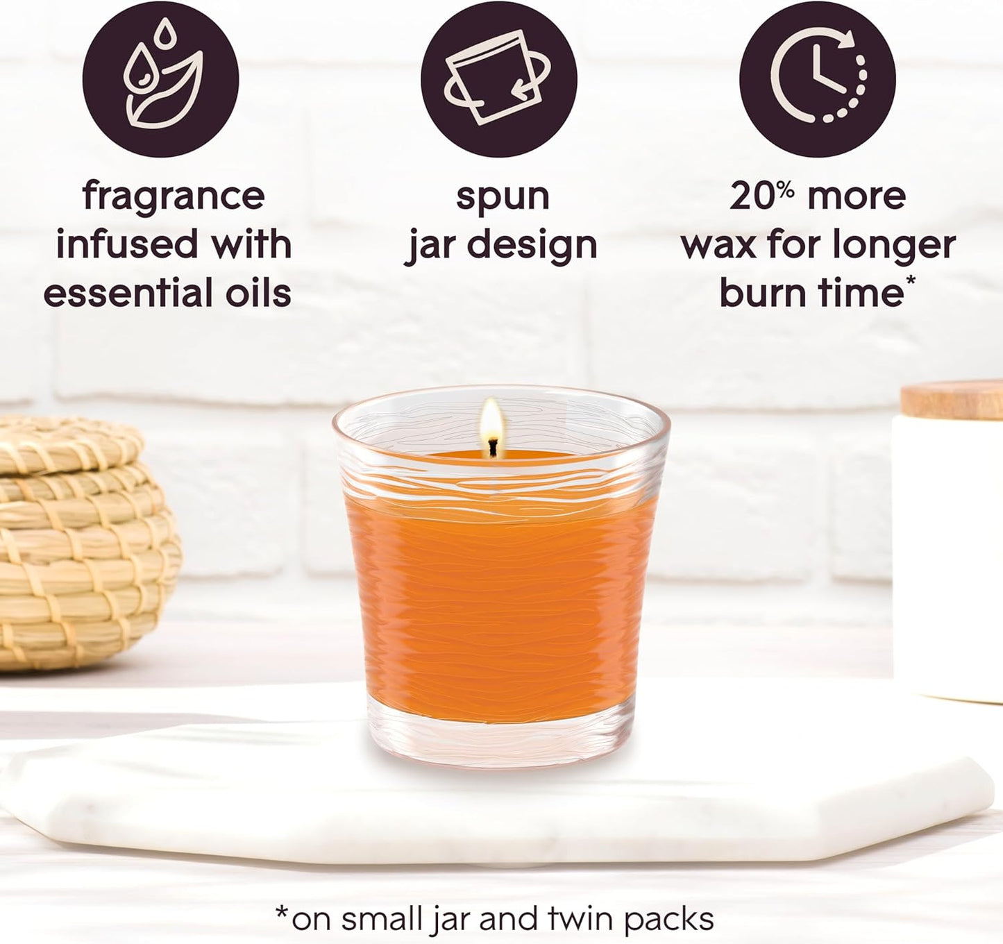 Glade 1-Wick Scented Candle Jar, Angel Whispers, Air Freshener Infused with Essential Oils, 4.08 Oz, 2 Count