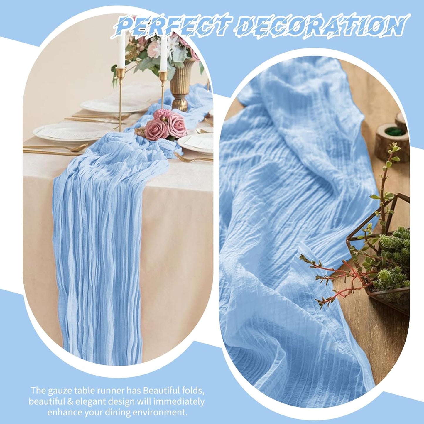10 Pack Beige Cheesecloth Table Runner 17x108 Inch Boho Gauze Cheese Cloth Table Runners for Wedding Party Baby Shower Birthday Home Decor