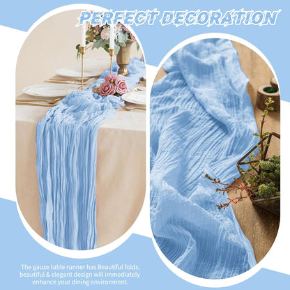 10 Pack Beige Cheesecloth Table Runner 17x108 Inch Boho Gauze Cheese Cloth Table Runners for Wedding Party Baby Shower Birthday Home Decor