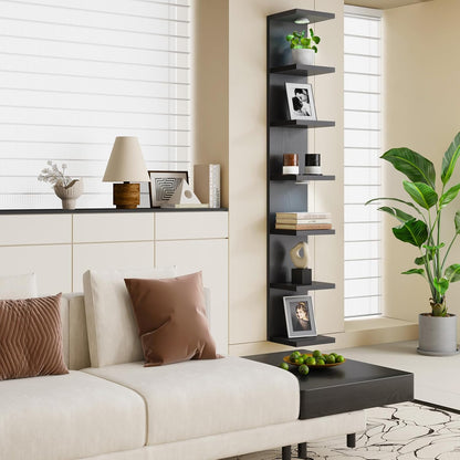 Fixwal Wall Decor 7 Tier Wall Shelf Unit Floating Shelves with LED Lights Lack Shelf for Home Organizer Display White