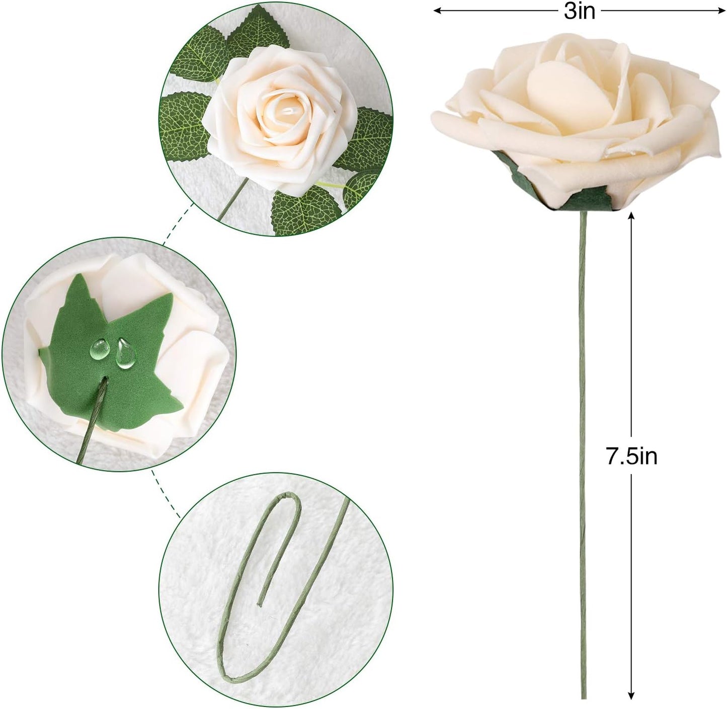 AmyHomie Artificial Flowers Dark Red Rose 25pcs Real Looking Fake Roses w/Stem for DIY Wedding Bouquets Centerpieces Arrangements Party Baby Shower Mothers Day Christmas Tree Decorations