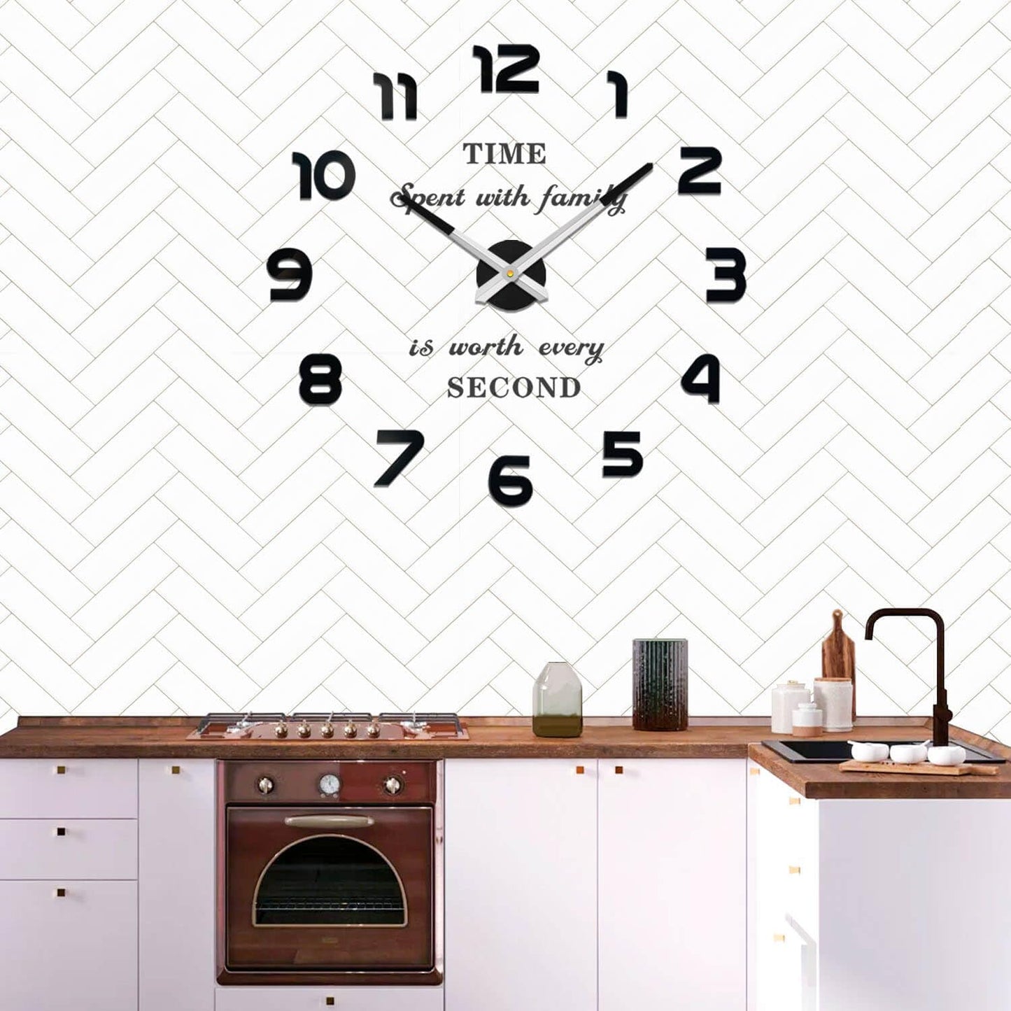 VANGOLD Large Wall Clocks for Living Room Decor, Decorative Wall Clocks Battery Operated (Black Wall Decor)