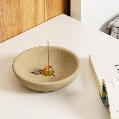 Koville Natural Marble Incense Holder, Incense Holder for Sticks with 9 Holes, Handmade Incense Burner Ash Catcher for Meditation Yoga SPA, Balsam Fir/Palo Santo/Sage/Cone (Green)