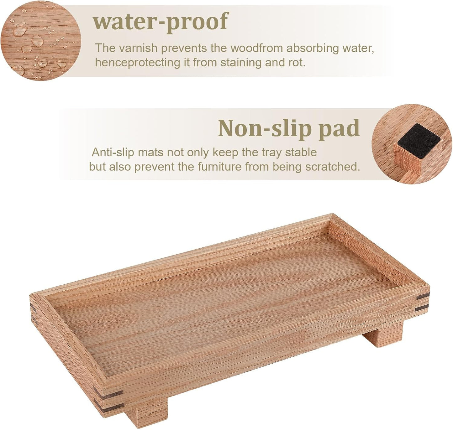 Decorative Tray Small Pedestal Stand Farmhouse Bathroom Decor Wooden Riser Display Stand for Vanity, Kitchen Countertop, Sink, 9.4 * 4.7 White