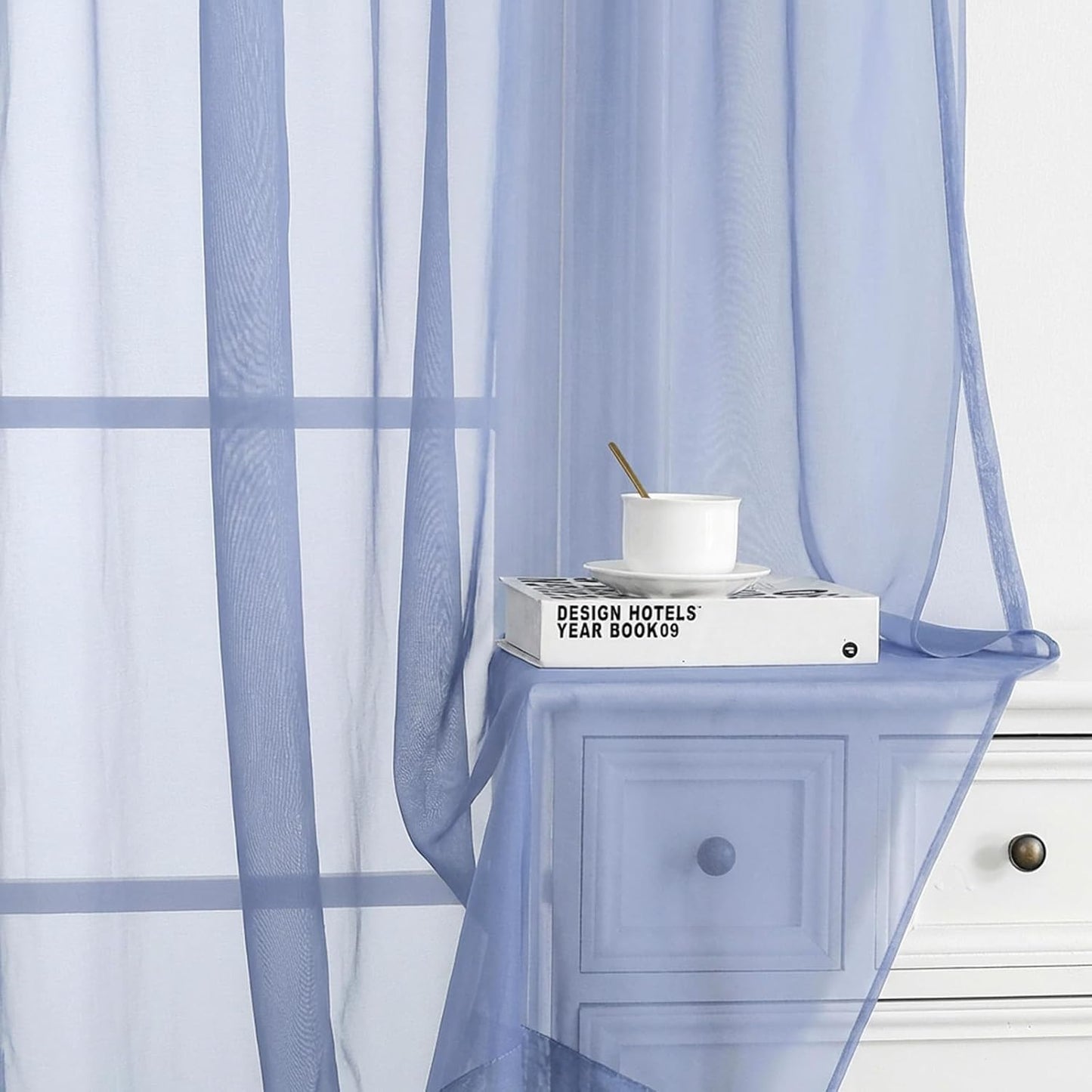 Chyhomenyc Sheer White Valances for Windows 2 Pack, Small Window Curtains for Living Room Bathroom Cafe Laundry Basement, Modern Top Dual Rod Pocket Voile Curtain, 42W x 14L inches, White - Colors B