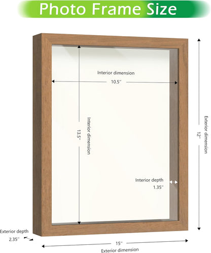 FrameWorks 11” x 14” Dark Oak Wooden Shadow Box Frame – Display Case with Soft Felt Back, Memory Box with Tempered Glass, Display Box with Elegant White Ball Push Pins, Wooden Flower Box
