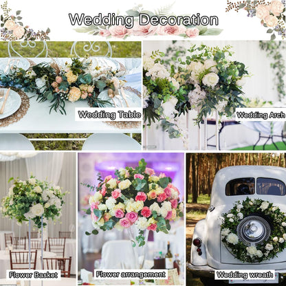 120 Pcs 6 Kinds Mixed Eucalyptus Leaves Stems Bulk Artificial Silver Dollar Leaves Picks Dried Eucalyptus Bundle Faux Spray for Wedding Vase Bouquet Decor (Eucalyptus Leaves Stems-120)