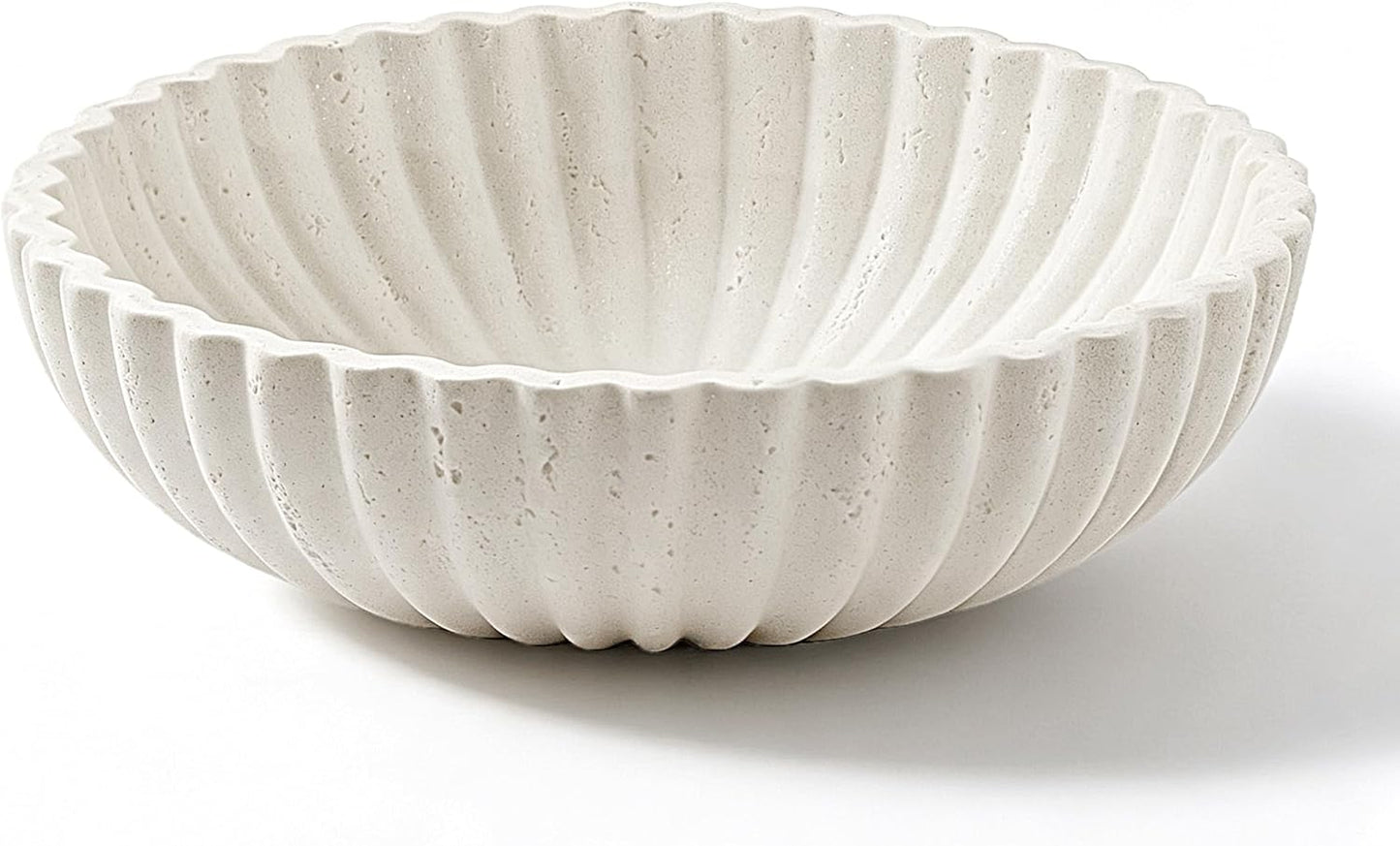 Large Decorative Fruit Bowl for Kitchen Counter, Sandstone Look Modern Minimalist Snack Candy Bowl for Table Centerpiece Decor, Home, Office, Hotel, Entryway (Beige)