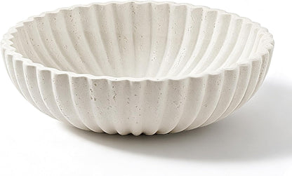 Large Decorative Fruit Bowl for Kitchen Counter, Sandstone Look Modern Minimalist Snack Candy Bowl for Table Centerpiece Decor, Home, Office, Hotel, Entryway (Beige)