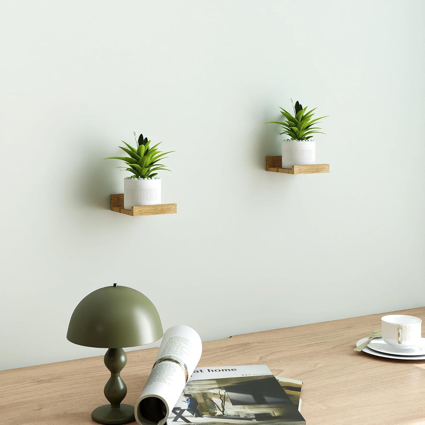 White Floating Shelves for Wall Decor, Wall Mounted Wood Storage Shelf for Bedroom, Living Room, Bathroom, Kitchen, Nursery, Display Picture Ledge Shelf with Lip Set of 2-14 Inches, White