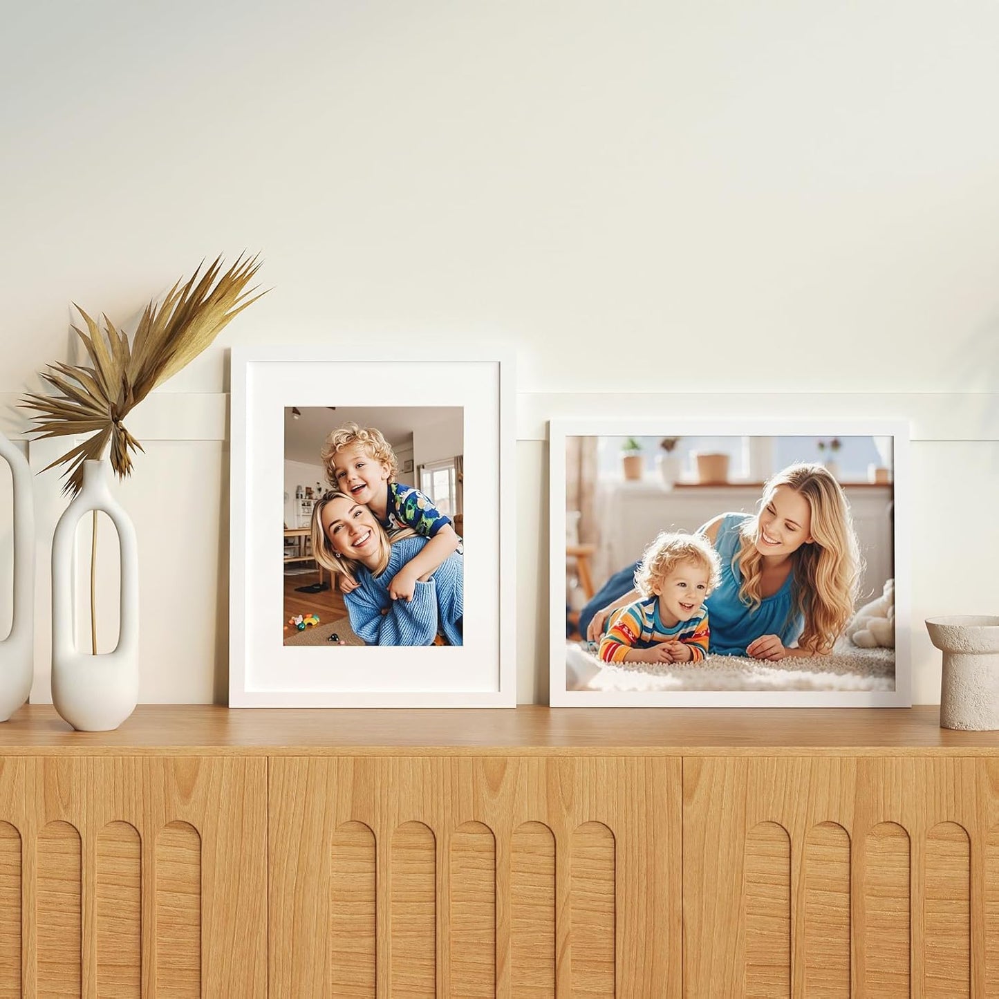12x12 Picture Frame Set of 9, Display Pictures 8x8 with Mat or 12x12 without Mat, Multi Collage Gallery Square Photo Frames for Wall or Tabletop, Black