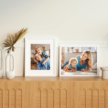 12x12 Picture Frame Set of 9, Display Pictures 8x8 with Mat or 12x12 without Mat, Multi Collage Gallery Square Photo Frames for Wall or Tabletop, Black