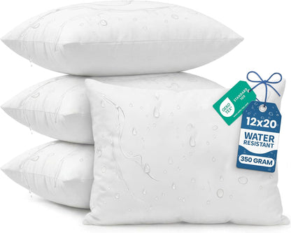 Utopia Bedding Outdoor Pillow Inserts 18 x 18 Inches (Pack of 4, White), Water Resistant Garden Throw Pillows for Patio and Porch Furniture