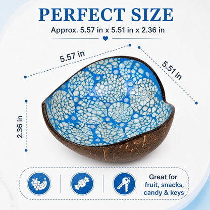 Coconut Bowls Decorative Candy Dish - Heart Acai Bowl, Natural Wooden Candy Dish, Key Bowl Holder for Entryway Table, Yogurt Smoothie Nuts Dessert Container, Rice Fruits Dry Snack Storage Shell Bowls