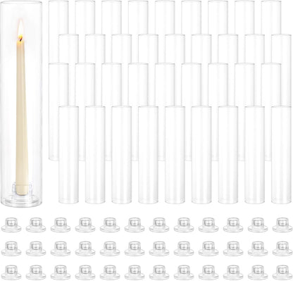 Hewory Hurricane Glass Candlestick Holders: 24PCS Clear Taper Candle Holders for Candlesticks with Windproof Design Ideal for Event Organizers for Table Centerpieces Weddings Christmas Home Decor