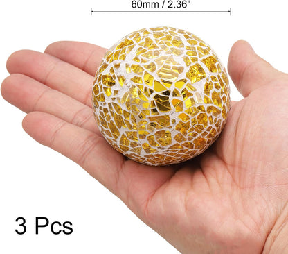 uxcell 3Pcs Decorative Glass Balls 2.36 Inch Orbs Centerpiece Balls Mosaic Glass Ball Sphere for Decor Bowls Vases Dining Table Party, Dark Blue