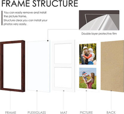 DUENPY 14x26 Collage Picture Frame 4x6 Collage Picture Frame Displays Twelve 4x6 inch Photos Available Horizontal Wall Mounting Display and Vertical Black - Colors B