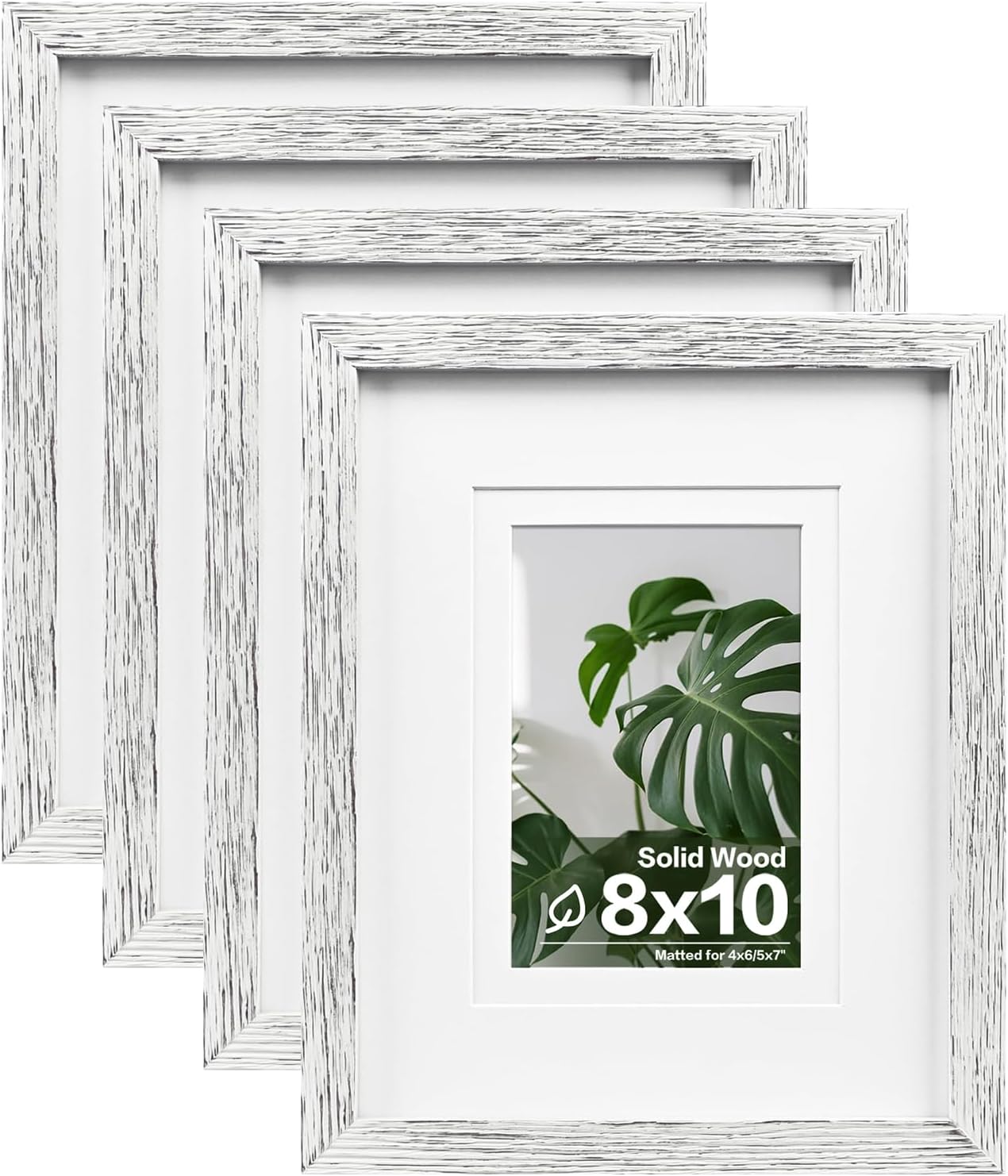 Egofine 8x10 Picture Frames Set of 4, Made of Solid Wood Covered by Plexiglass 4x6 and 5x7 with Mat or 8x10 without Mat, for Table Top Display and Wall Mounting Photo Frame Black