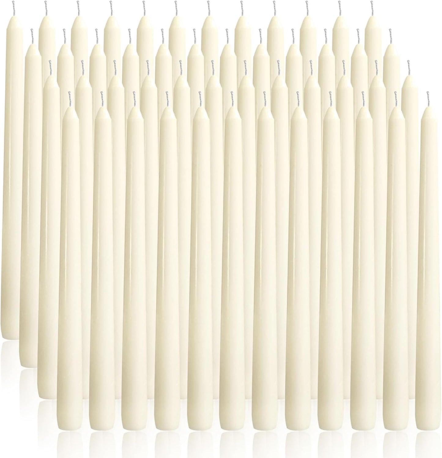 OSHINE Ivory 10 Inch Taper Candles - 12 Pack Long Taper Candle Dripless Unscented Smokeless & Emergency 7-8 Hours Long Burning Tall Candlesticks Ideal for Weddings, Dinner Party, Easter