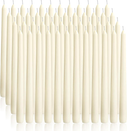 OSHINE Ivory 10 Inch Taper Candles - 12 Pack Long Taper Candle Dripless Unscented Smokeless & Emergency 7-8 Hours Long Burning Tall Candlesticks Ideal for Weddings, Dinner Party, Easter