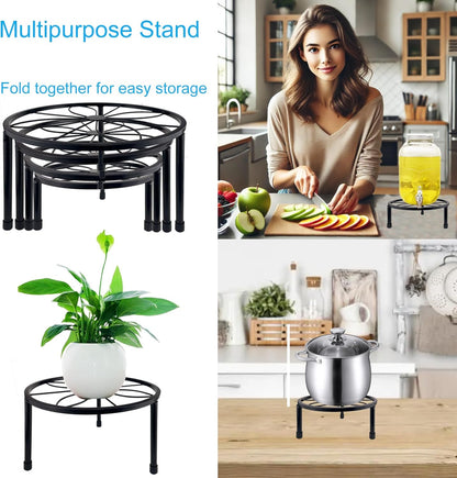 HENABLE 5 Packs Metal Plant Stand Indoor, Outdoor Black Plant Stand for Multiple Plant, Rustproof Iron Round Heavy Duty Flower Pot Stand, Plant Shelf for Planter Garden Home