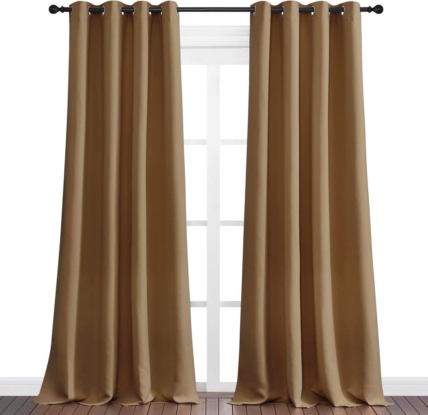 NICETOWN Halloween Pitch Black Solid Thermal Insulated Grommet Blackout Curtains/Drapes for Bedroom Window (2 Panels, 42 inches Wide by 63 inches Long, Black) - Colors A