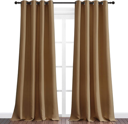 NICETOWN Halloween Pitch Black Solid Thermal Insulated Grommet Blackout Curtains/Drapes for Bedroom Window (2 Panels, 42 inches Wide by 63 inches Long, Black) - Colors A