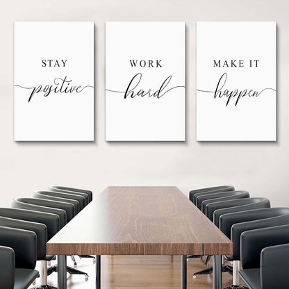 Inspirational Canvas Painting Wall Art -EPHANY ART,Mindset Quotes Prints, Success Framed Entrepreneur Poster Positive Quotes Wall Poster for Home Office Workplace (M-3pcs,12x16inchx3pcs)