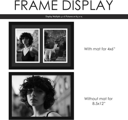 DUENPY 14x26 Collage Picture Frame 4x6 Collage Picture Frame Displays Twelve 4x6 inch Photos Available Horizontal Wall Mounting Display and Vertical Black - Colors A