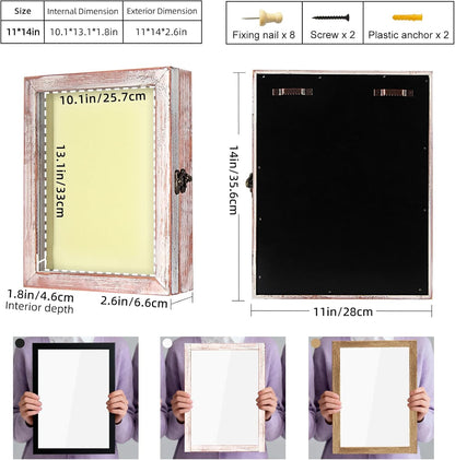 TJ.MOREE Shadow Box Frame 8 x 10 Shadowbox Display Case Picture Frame with Linen Back Memorabilia Bouquet Medals Military Photos Memory Box