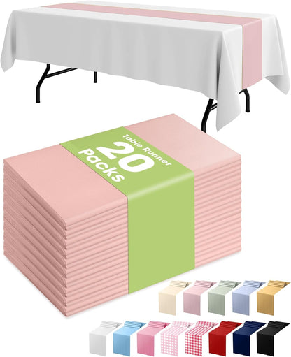Pureegg Gold Plastic Table Runners - 10 Pack, 14'' x 108'', Water Resistant & Disposable Centerpiece Decorations for Table Cloth, Wedding, Birthday, Holiday, Baby Shower, Party, Home Decor