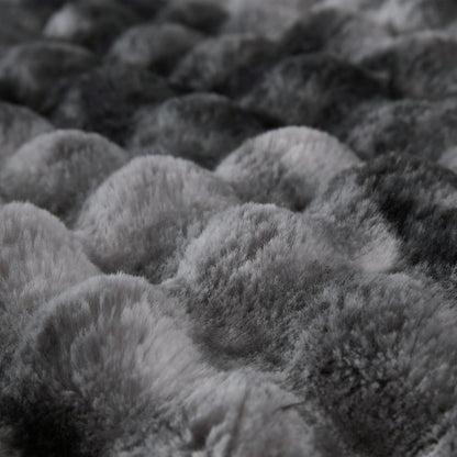 COOVA Faux Fur Throw Blanket for Couch, Cozy Soft and Fuzzy Plush Rabbit Fur Bubble Blanket for Sofa Bedroom Living Room, 50x60 Inches Tie Dye Brown