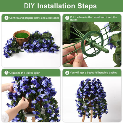 INQCMY Artificial Fake Hanging Plants Flowers Basket for Spring Summer Outdoor Outside Decoration,Faux Silk Begonia Flower in Planter Look Real UV Resistant for Home Porch Patio Balcony Yard Decor