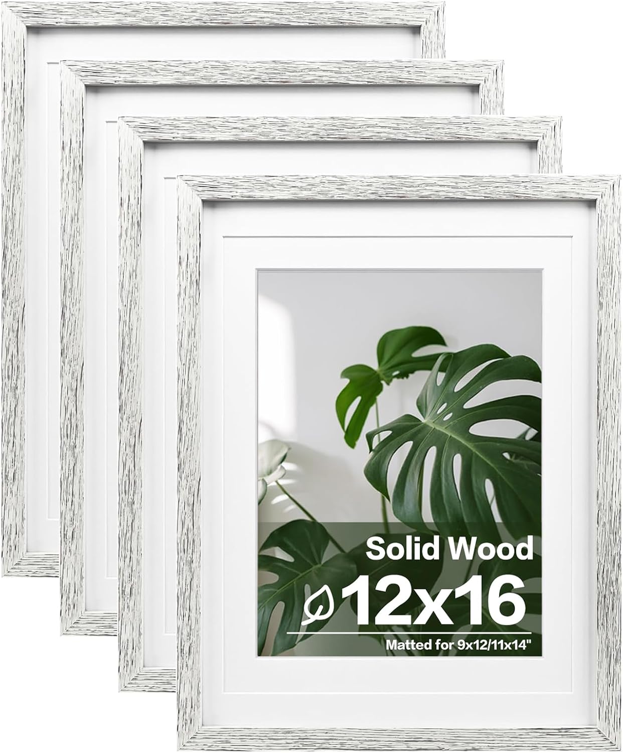 Egofine 8x10 Picture Frames Set of 4, Made of Solid Wood Covered by Plexiglass 4x6 and 5x7 with Mat or 8x10 without Mat, for Table Top Display and Wall Mounting Photo Frame Black