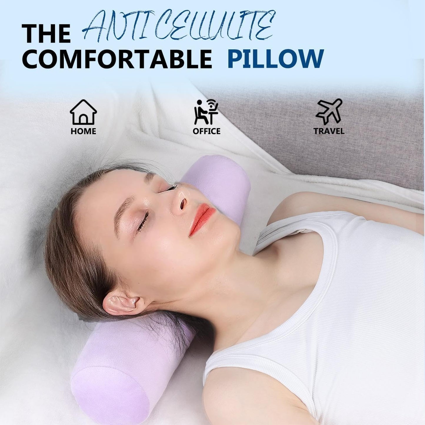 Health Cervical Neck Roll, Comfortable and Highly Resilient Bolster Pillows, Round Neck Pillows Support for Sleeping | Large Size Bolster Pillow for Bed, Legs, Back and Yoga (Grey)