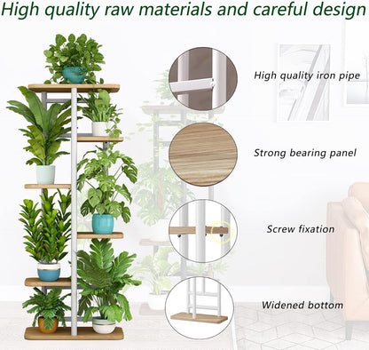 LINZINAR Plant Stand Indoor 4 Tier 5 Potted Multiple Plant Shelf Stands for Garden Corner Balcony Living Room Black