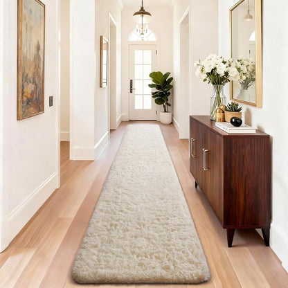 Ophanie Round Rugs 5Ft Ivory Circle Area Rug, Nursery Room Decor, Christmas Aesthetic Bedroom Home Circular Carpet 5 Foot, Fluffy Fuzzy Shag Plush Cream Living Room Rugs for Kids Boys Girls Teen Baby
