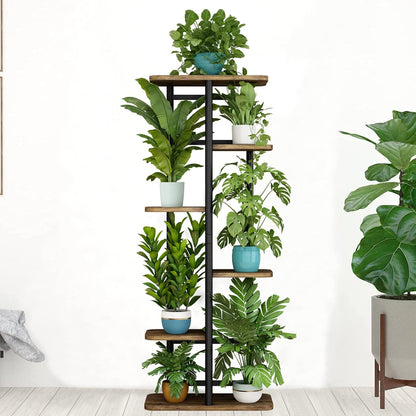 LINZINAR Plant Stand Indoor 4 Tier 5 Potted Multiple Plant Shelf Stands for Garden Corner Balcony Living Room Black
