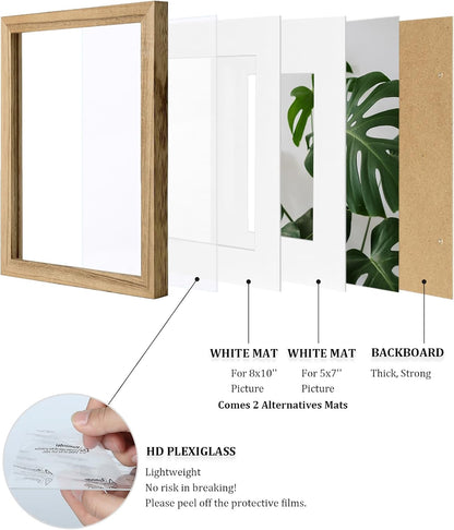 Egofine 12x16 Picture Frame Black, Covered by Plexiglass Made of Solid Wood, Display Pictures 9x12 and 11x14 with Mat or 12x16 Without Mat, for Wall Mounting Photo Frame - Colors A