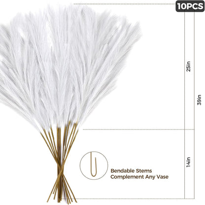 10 Pcs 39''/3.2FT Faux Pampas Grass Decor, Large Tall Fluffy Artificial Fake Flower, Bedroom Decor Boho Decor Pompas Floral for Vase Filler Farmhouse Home Wedding Decor (Blue)