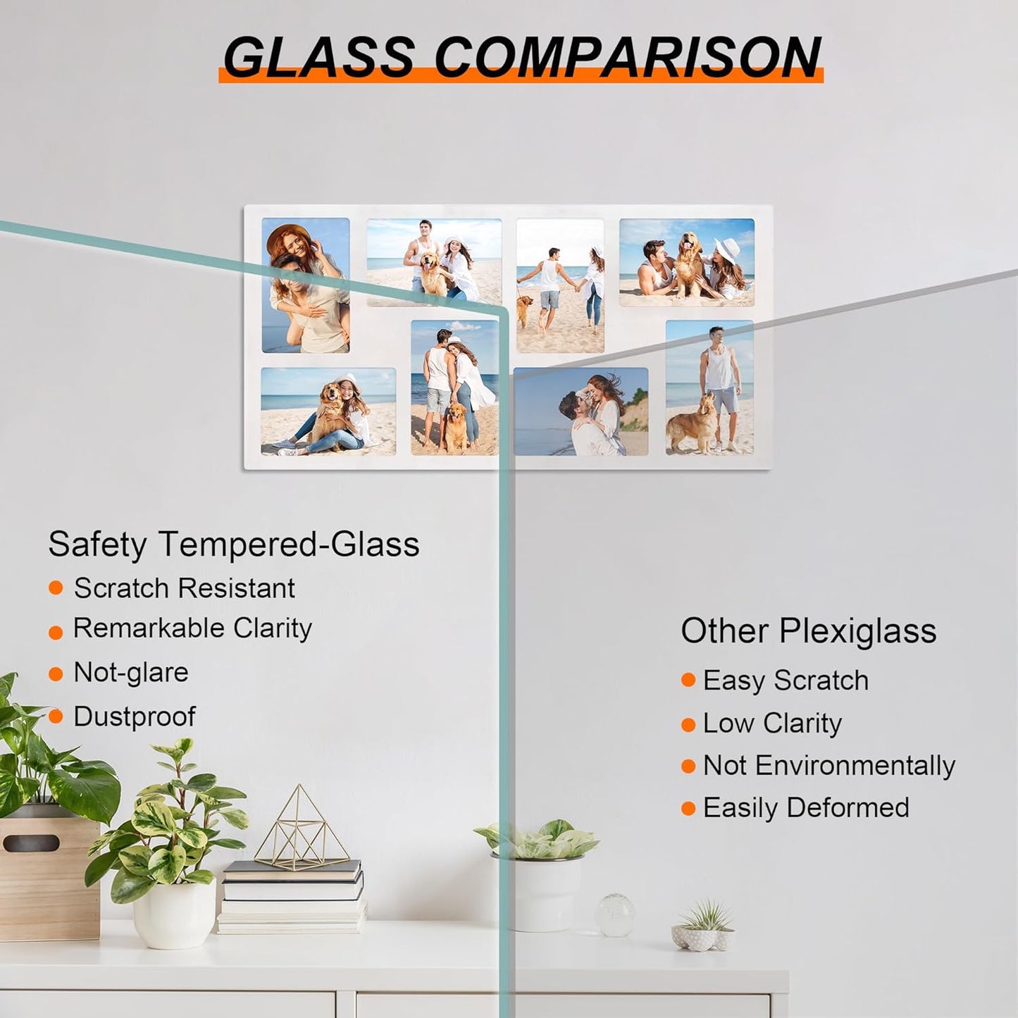 YESKAY 4x6 Picture Frame Collage for Wall Decor, Multiple Photo Collage Frames with Tempered Glass, 7-Opening for 4 x 6 Picture Frames, Rustic Brown, 1 Pack