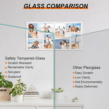 YESKAY 4x6 Picture Frame Collage for Wall Decor, Multiple Photo Collage Frames with Tempered Glass, 7-Opening for 4 x 6 Picture Frames, Rustic Brown, 1 Pack
