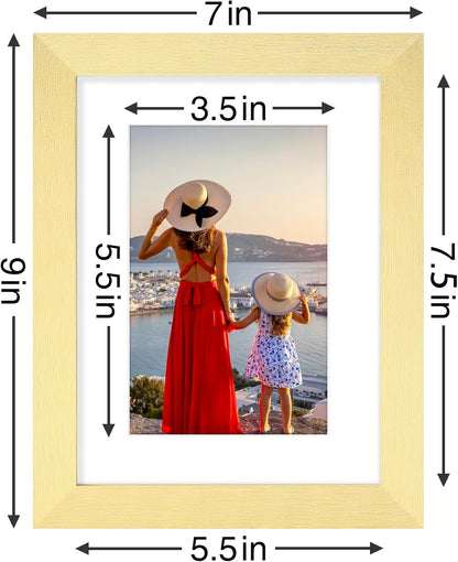 Vittanly 8x10 Picture Frames Set of 9, Shatter Resistant Plexiglass, Display 5x7 Pictures with Mat or 8x10 without Mat, Photo Frames for Wall or Tabletop, Engineered Wood, Black - Colors A
