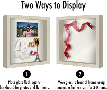 Americanflat 12x16 Shadow Box Frame with Polished Plexiglass - Silhouette Collection - Large Shadow Box Display Case for Tabletop and Wall Display - Black with Soft Felt Back