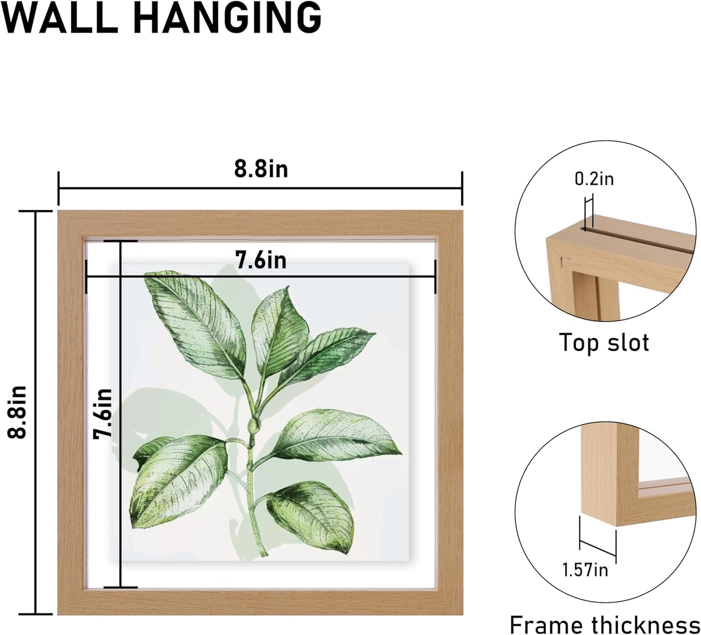 CORE ART 8x10 Floating Picture Frame,Double Plexglass Floating Frame for 5x7,4x6 Pictures,Wall or Tabletop Display,Black