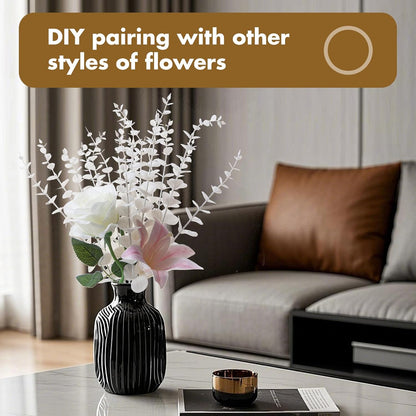 18pcs Eucalyptus Stems Greenery Stems Fake Leaves Artificial Flowers Bouquet Faux Branches Centerpiece Flores Plants for Home Party Decor Wedding Decoration