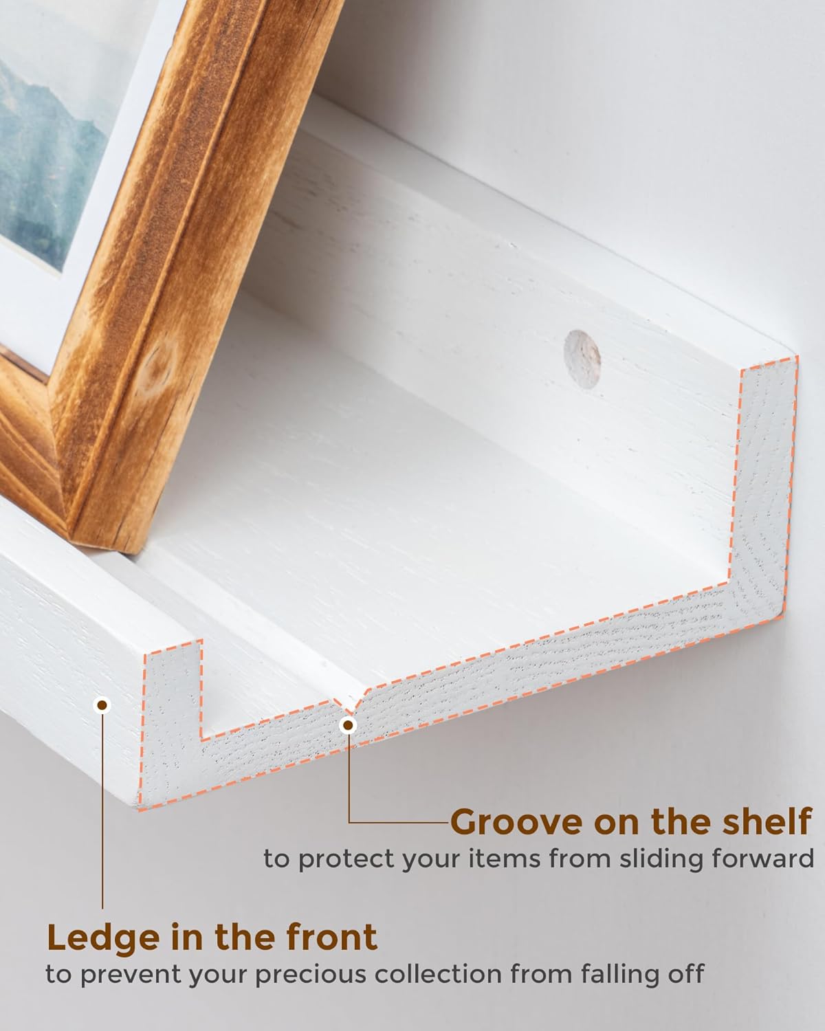 Axeman Oak Picture Ledge Shelf, 48 Inch Floating Shelves Set of 2, Solid Oak Wood Wall Shelves with Lip, Wall Decor Storage for Bedroom Living Room Bathroom Kitchen Nursery Photo Picture, Natural Oak