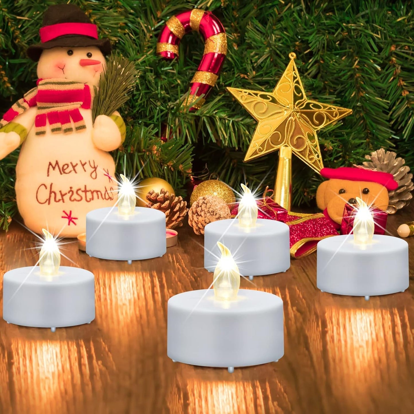 Nancia 100PACK Flameless LED Tea Lights Candles, Realistic and Bright Flickering Long Lasting 200Hours Battery-Powered, Ideal Party, Wedding, Birthday, Gifts Home Decoration Warm Yellow