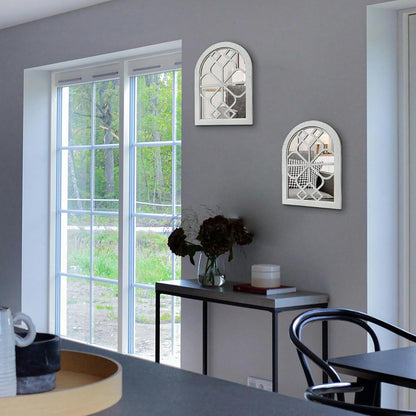ZEXUIRU 4 Set. Rustic Wall Mirrors for Bedroom Bathroom Living Room Entryway Wood Farmhouse Square Easy to Hang Framed Decorative Accent Hanging Wall-Mounted Mirror Set for Living Room - Black