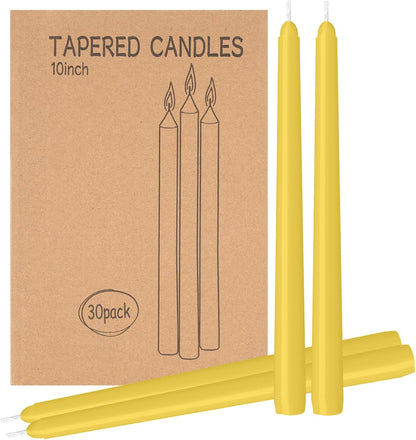 4 Pack Ivory Taper Candles - Taper Candles 10 Inch Dripless, Smokeless & Unscented - 8 Hours Long Burning - Hand Poured Tall Candlesticks - Ideal for Weddings, Dinner Parties, and Home Decor
